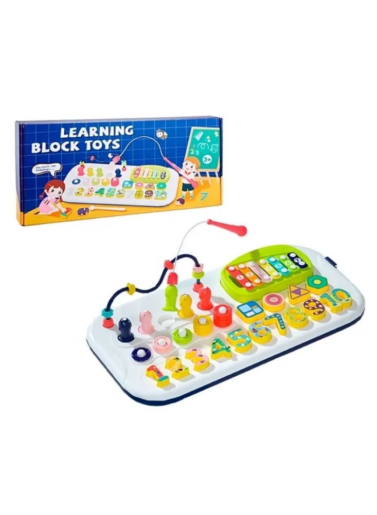 Premium Kids Learning Block Activity Board with Numbers Shapes and Beads – Early Education Toy - Image 1